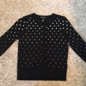 WHBM Black Cardigan with Pearl Details Sz M